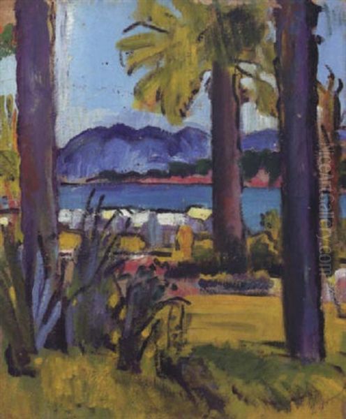 A View In The Cote D'azur Oil Painting by George Leslie Hunter