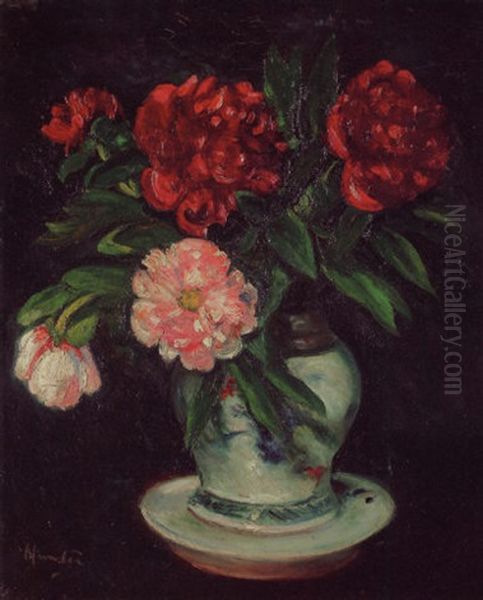 Peonies Oil Painting by George Leslie Hunter