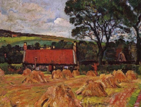 Cornfield In Fife Oil Painting by George Leslie Hunter