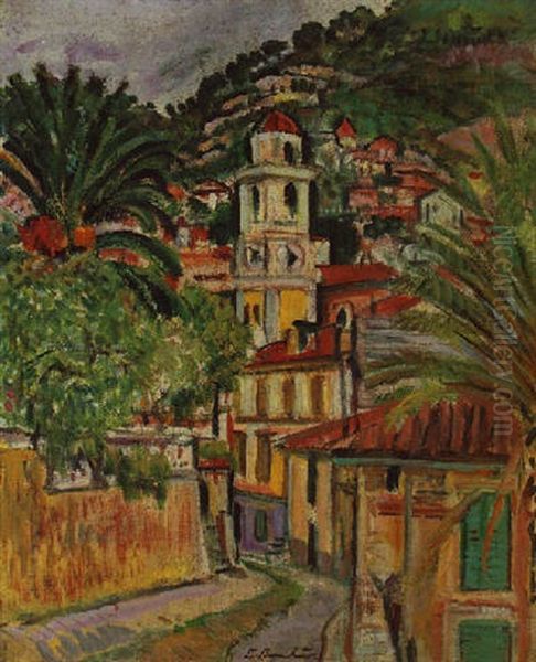 Mediterranian Town Oil Painting by George Leslie Hunter