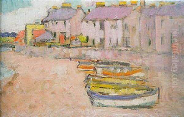 Beached Fishing Boats, Largo Oil Painting by George Leslie Hunter