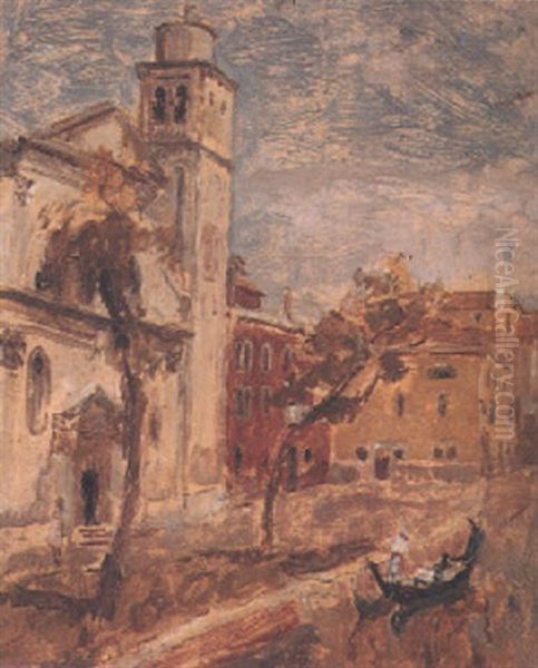 A Venetian Scene Oil Painting by George Leslie Hunter