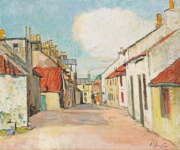 Street Scene Oil Painting by George Leslie Hunter