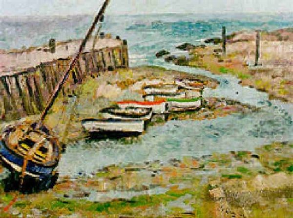 On The Hard, Lower Largo Oil Painting by George Leslie Hunter