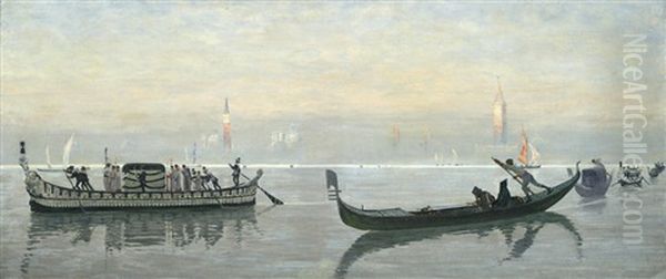 The Venetian Lagoon - A Last Crossing Oil Painting by George Sherwood Hunter