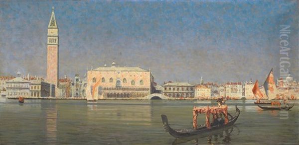 A View Of St. Mark's And The Doge's Palace From The Grand Canal, Venice Oil Painting by George Sherwood Hunter