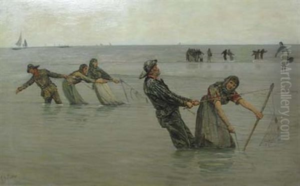 Setting The Nets Oil Painting by George Sherwood Hunter