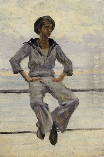 Study Of A Sailor, For Everybody Loves A Sailor Oil Painting by George Sherwood Hunter