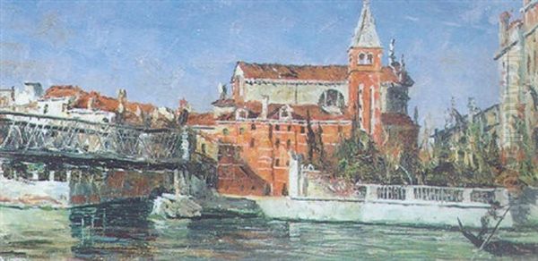 Venedig, Blick Auf San Vidale Mit Palazzo Franchetti Und Ponte Accademia Oil Painting by George Sherwood Hunter