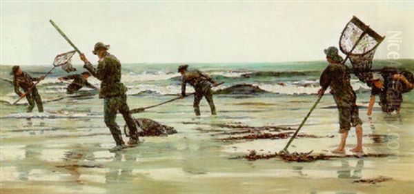 The Shrimp Gatherers Oil Painting by George Sherwood Hunter