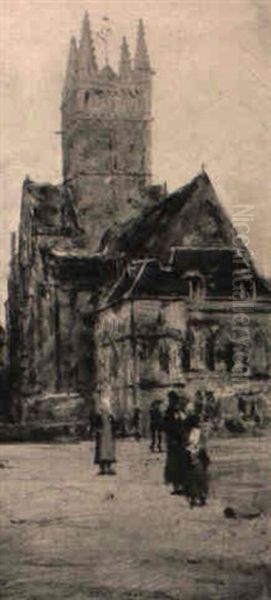 Ansicht Von Quimper Oil Painting by George Sherwood Hunter