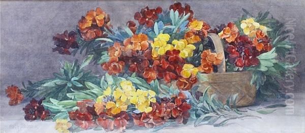 Still Life Of Flowers Oil Painting by Edith Isabel Barrow