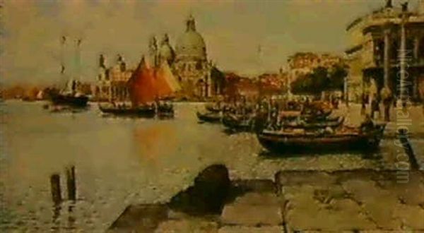 The Bacino With The Piazzetta And La Salute, Venice Oil Painting by George Sherwood Hunter