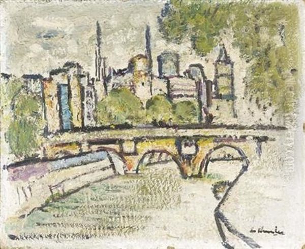 On The Seine, Paris Oil Painting by Leslie Hunter