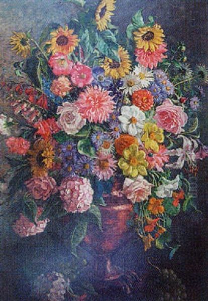 Still Life Of An Arrangement Of Flowers Oil Painting by Mary Ethel Young Hunter