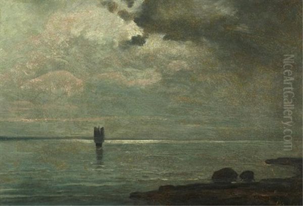 Sailing At Dusk Oil Painting by Charles Edouard Masson Huot