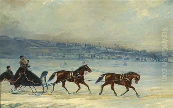 Gentleman's Tandem, Quebec Oil Painting by Charles Edouard Masson Huot