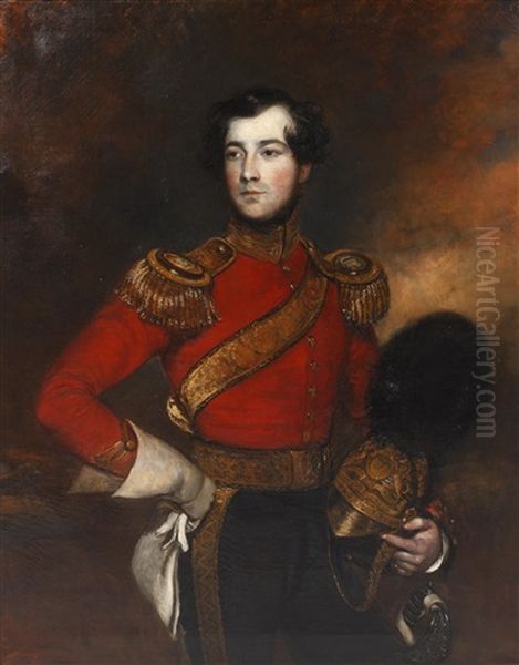 Portrait Of Lieutenant Charles Phillip De Ainslie Oil Painting by Frederick Yeates Hurlstone