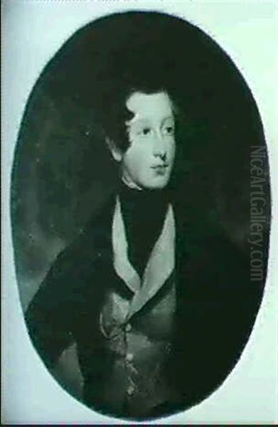 Portrait Of Stephen Rowley Conroy (1815-41), Bust Length,   Wearing A Brown Coat And Fawn Waistcoat Oil Painting by Frederick Yeates Hurlstone