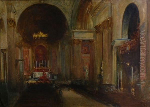 Inside St. Paul's Cathedral Oil Painting by Hal (Henry William Lowe) Hurst