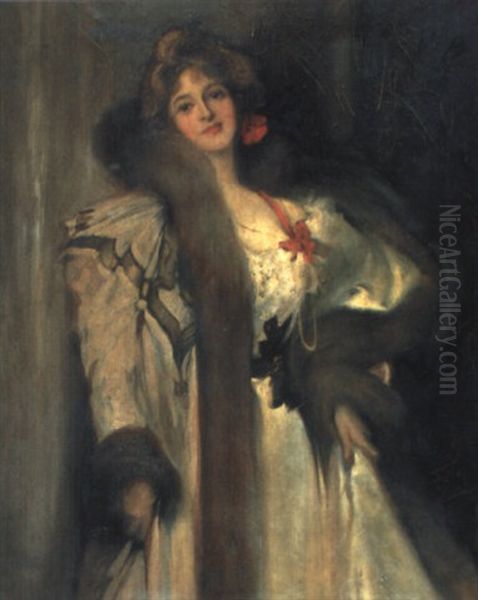 Elegante Dame In Abendrobe Oil Painting by Hal (Henry William Lowe) Hurst