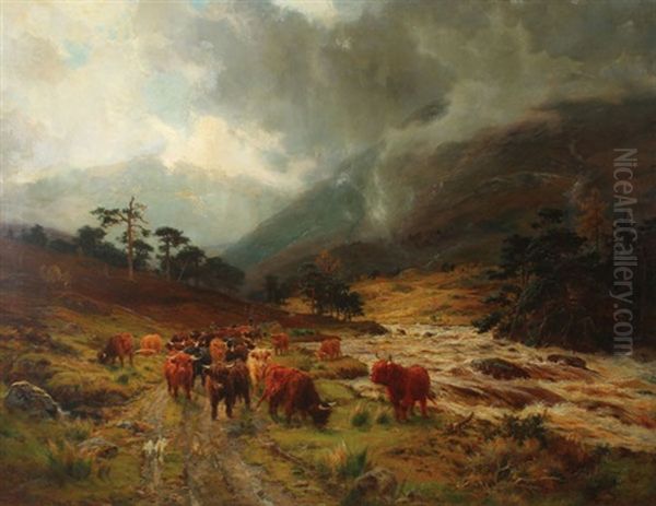 A Highland Glen Oil Painting by Louis Bosworth Hurt