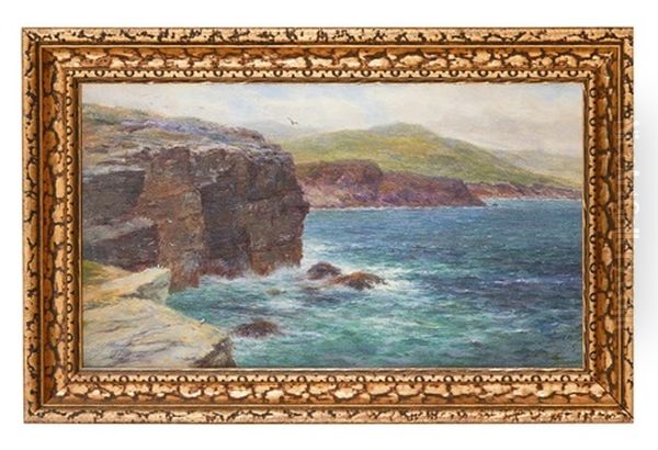 Cliffs Of Noss, Shetland Oil Painting by Louis Bosworth Hurt