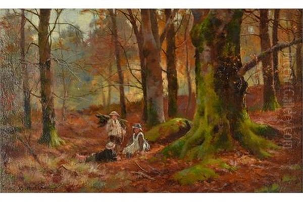 Woodland Children Oil Painting by Louis Bosworth Hurt