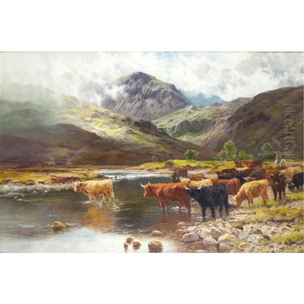 On The River Garie, Kinlochewe Oil Painting by Louis Bosworth Hurt