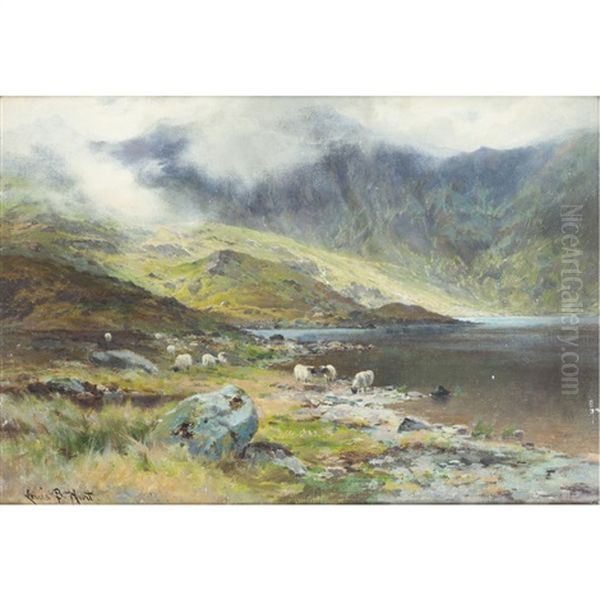 Llyn Llydaw, Snowdon Oil Painting by Louis Bosworth Hurt