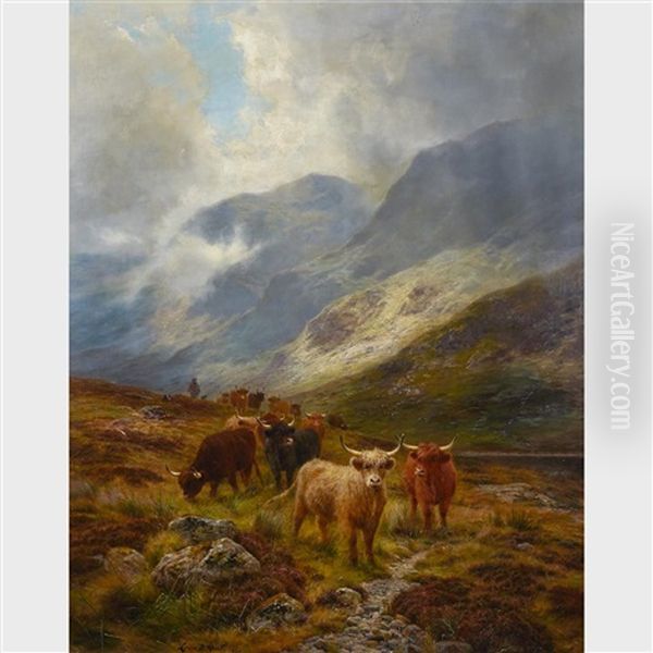 Highland Herd Glencoe Oil Painting by Louis Bosworth Hurt