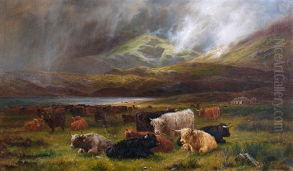 By A Northern Loch Oil Painting by Louis Bosworth Hurt