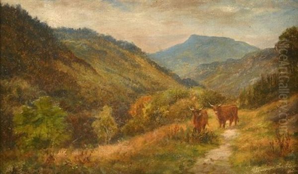 Towards The Lledr Valley From Near Conwy Falls Oil Painting by Louis Bosworth Hurt