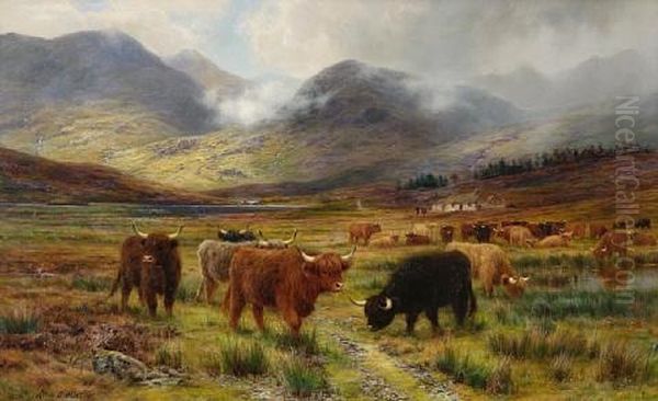 Resting The Drove - The Hills Of Far Lochaber Oil Painting by Louis Bosworth Hurt