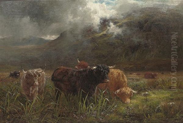 A Rough Pasture - Showery Weather Oil Painting by Louis Bosworth Hurt