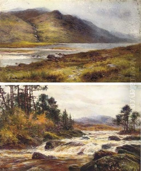 On The Dochart (+ Loch Landscape; Pair) Oil Painting by Louis Bosworth Hurt