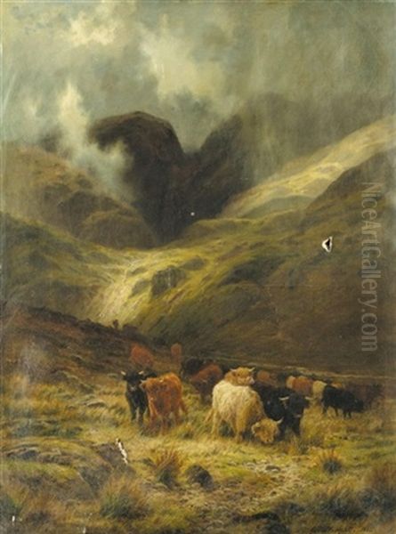 A Gleam Thro The Rain, A Ross-shire Glen Oil Painting by Louis Bosworth Hurt