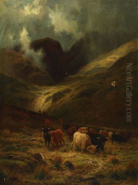 A Gleam Thro The Rain, A Rossshire Glen Oil Painting by Louis Bosworth Hurt