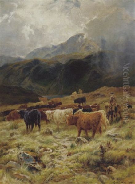 On The Loch Maree, Ross-shire Oil Painting by Louis Bosworth Hurt