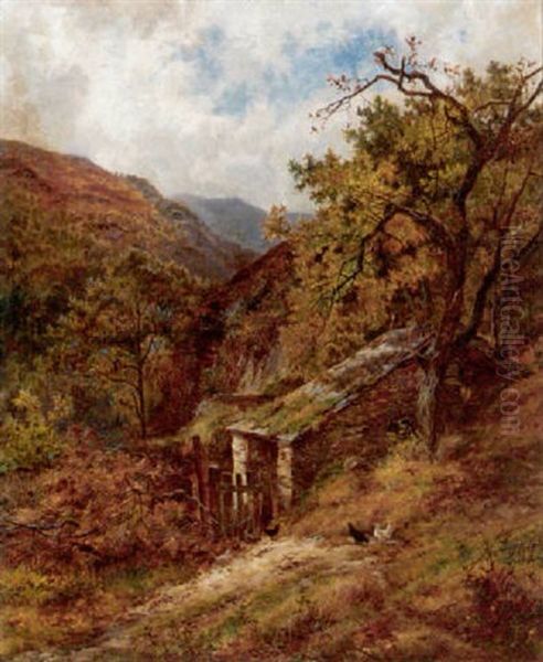 A Garden Corner In Bettws-y-coed Oil Painting by Louis Bosworth Hurt