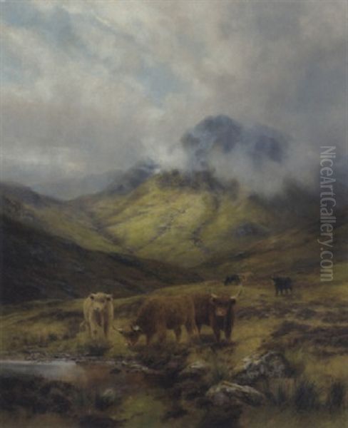 Cattle Grazing In A Highland Landscape by Louis Bosworth Hurt