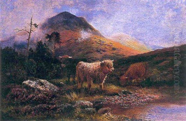 Taureau Des Highlands En Ecosse Oil Painting by Louis Bosworth Hurt