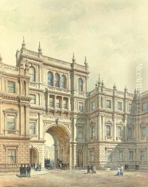 New Burlington House From The Courtyard, Circa 1840 Oil Painting by Sir Charles Barry