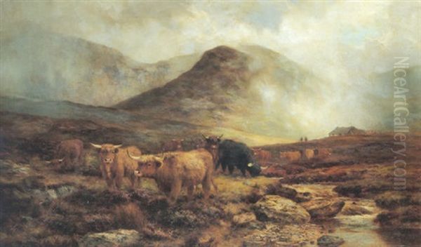 Crossing A Skye Moorland: Showers On The Hills Oil Painting by Louis Bosworth Hurt