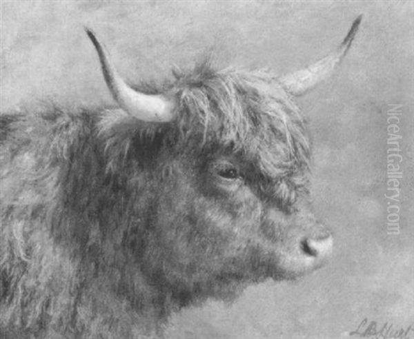 A Bull Oil Painting by Louis Bosworth Hurt