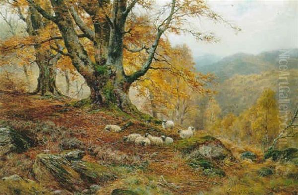 Golden Autumn Oil Painting by Louis Bosworth Hurt