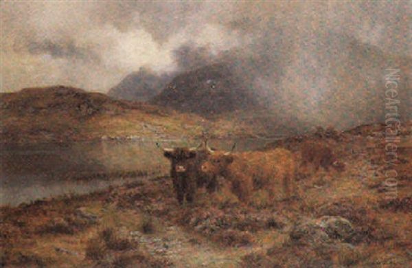 Showers Breaking In The Highlands Oil Painting by Louis Bosworth Hurt