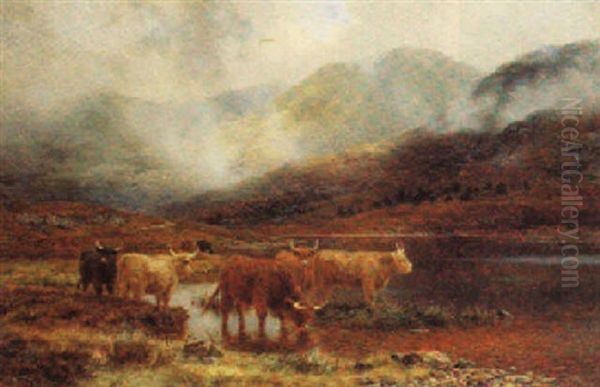 When Mountain Tops Are Veiled In Showers, In Glen Cannick, Invernesshire Oil Painting by Louis Bosworth Hurt