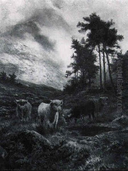 Cattle Grazing In The Highlands by Louis Bosworth Hurt