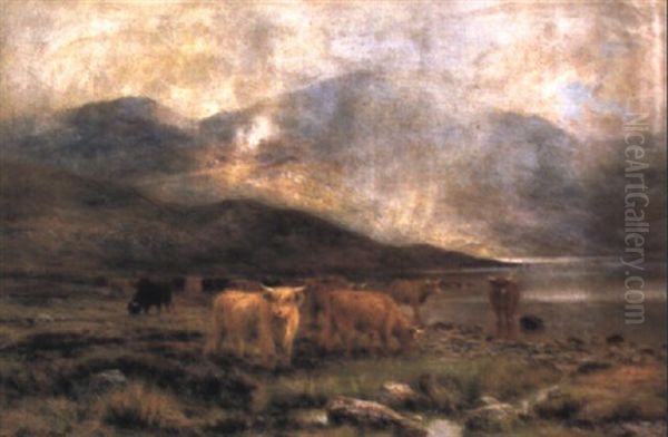 By The Loch: Showers On The Hills Oil Painting by Louis Bosworth Hurt